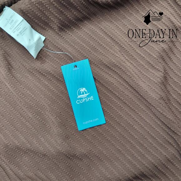 Cupshe Textured Cut Out High Neck One Piece Swimsuit Size L - Picture 4 of 7